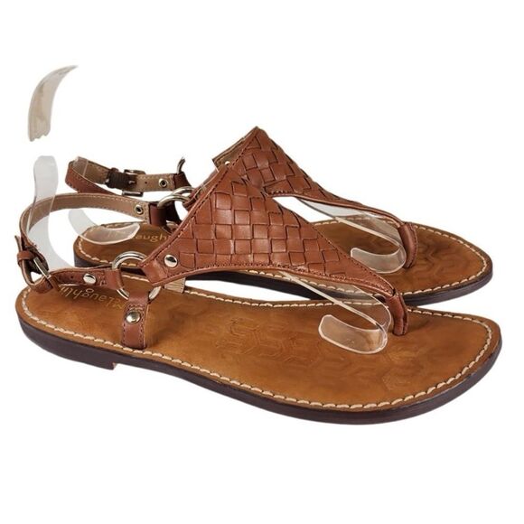 J McLaughlin- Women’s Nolita Slingback Thong Basketweave Leather Sandals, Size 8 - Picture 1 of 10
